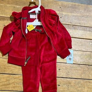 Cat and Jack red velvet 2 piece super soft and cute NWT